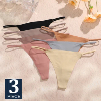 FINETOO 3Pcs/Set Sexy Ladies T-back Skin-friendly Underpants Stretch Thongs Women Underwear G-string Seamless Panties