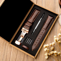 Watchband 18mm 19mm 20mm 21mm 22mm 24mm Calf Genuine Leather Watch Band Alligator Grain Watch Strap for Tissot Seiko