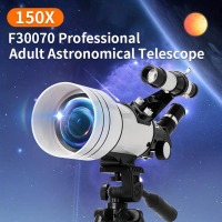 Teleskop untuk Dewasa dan Kanak-kanak, Bukaan 70mm, Kit Astronomi, Panjang Fokus 300mm, Tidak Licin,