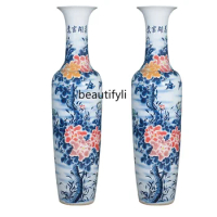 Jingdezhen Ceramics Hand-Painted Floor Large Vase Flower Arrangement Chinese Living Room Decoration Large