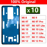 10Pcs, Original New For Xiaomi Mi 8 9 9T 10 10T 11 11T 12 Pro Lite Note 10 Lite Back Glass cover Adhesive Sticker Stickers glue