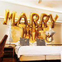 8pc 16 32inch Rose Gold Marry Me Letter Foil Balloons Diamond Ring Balloons Wedding Decoration Valentines Day Event Party Globos