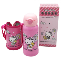 【SANRIO 三麗鷗】Hello kitty吸管不鏽鋼保溫水壺500ml(台灣正版授權)