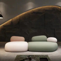 Cobblestone fabric sofa shaped creative designer curved pea stone module artistic rock