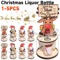 1-10PC Christmas Liquor Bottle Holder Mini Elk Penguin Santa Claus Lovely Liquor Bottle Stand Festival Theme for Xmas Party Deco