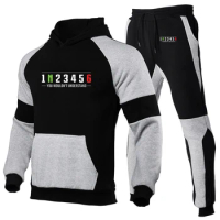 Biker 1n23456 Motorcycle Print Fashion Mens Clothing Sports Suits Jogging Pullover Tracksuit Casual Hoodie Sportswear+Pant Set