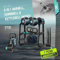 Svarga Adjustable Barbell 6 in 1 - Dumbbell - Kettlebell - Barbel 20kg
