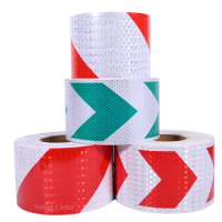 10cm*50m Arrow Self-Adhesive Reflective Tape Waterproof Warning Road Safety Caution Reflectors Conspicuity Sticker For Vehicle