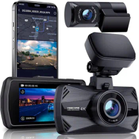 Dual Dash Cam 5G WiFi GPS, Real 4K+HDR 1080P Dash Cam Front and Rear, 3" LCD Super Night Vision, Parking Mode