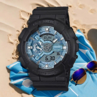 【CASIO 卡西歐】G-SHOCK 冰藍色雙顯運動手錶 送禮 禮物 推薦(GA-110CD-1A2)