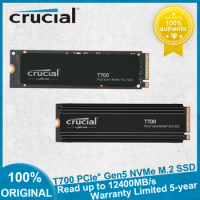 Crucial T700 Gen5 NVMe M.2 SSD With Heatsink 1TB 2TB Gaming Video Editing Design Internal Solid State Drive Up to 12,400 MB/s