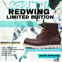 sepatu boots pria kulit asli casual moc toe Arboo redwing - coklat 40