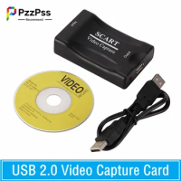 PzzPss USB 2.0 Video Capture Card 1080P Scart Gaming Record Box Live Streaming Recording Home Office DVD Grabber Plug And Play