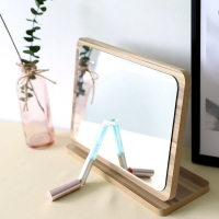 新款大號木質臺式化妝鏡子高清單面梳妝鏡美容鏡學生宿舍桌面鏡