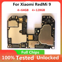 For Xiaomi RedMi 9 Motherboard Original Unlocked Logic Board Main Circuits Board Full Chips Android System 4+64GB 4+128GB