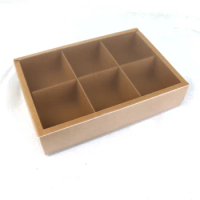 50pcs Brown colour Drawer paper Mid-Autumn Festival Moon cake box Frosted transparent Egg-Yolk Puff pastry Packaging Boxes