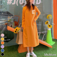 【MsMore】韓國活潑字母印花長袖棉T洋裝#110210(6色)