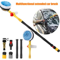 Rotating Car Wash Mop Cleaning Brush Adjustable Telescopic Long Handle Mop Curved Rod Soft Wash Brush Car Washer Cleaning Tools