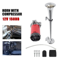 12V 150DB Car Air Horn Super Loud Universal Horn Single Trumpet Compressor 17 Inch 180 Hertz Horn For Car Truck Boat Motorcycle