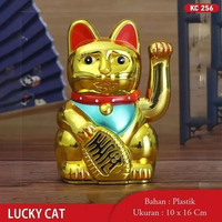 Kucing Hoki Lucky Cat Batrai KUCING HOKI kucing rejeki lucky cat baterai KC256 GOLD 16CM