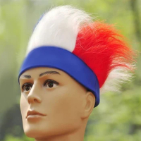France National Flag Hairband Lightweight France Headband with Hair Breathable France Flag Pattern Wig for Sports Football Fan