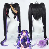 Shu Yamino Cosplay Wig Nijisanji Purple Mixed Double Ponytail 100cm Heat Resistant Synthetic Hair Halloween Party Role Play