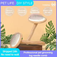Yijiang Pet Grooming Comb Wooden Handle Log Needle Comb For Hair Pet Brush Beauty Brush Dog Accessories