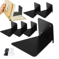 Floating Book Shelves For Wall Metal Metal Shelves Holder Set Of 6 Bookshelf Multipurpose Wall Mounted Bookshelf Heavy-Duty For