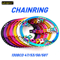 Litepro BMX Folding Bicycle Chainring Ultralight 130 BCD 47T 53T 56T 58T A7075 Alloy BMX Chainwheel Bike Crankset Tooth 130 bcd