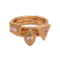 【二手名牌BRAND OFF】De Beers【再降價】18K玫瑰金 Talisman Trio 鑲鑽 可層疊式 戒指