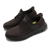 【SKECHERS】休閒鞋 Garza-Gervin Slip-Ins 男鞋 棕 皮革 套入式 瞬穿科技(205046-CHOC)