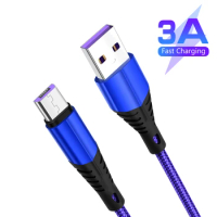 1m 2m 3m Micro USB Charging Cable Lead For Samsung Huawei Xiaomi 3A Quick Charging Sync Transfer Cords Data Android Phone Cables
