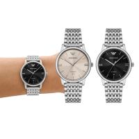 【EMPORIO ARMANI】簡約機械錶 不鏽鋼鍊帶手錶 39MM(2色可選)