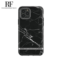 【Richmond&amp;Finch】瑞典手機殼 大理石紋銀線框 - 黑色(iPhone 11 Pro Max 6.5吋)