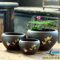 【全球優品匯】紫砂花盆荷花睡蓮銅錢草花缸陶瓷碗蓮花盆水培無孔
