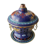 Cloisonne Charcoal Hot Pot Personal Hot Pot Charcoal Hot Pot Hot Pot Blue Background Double Dragon Pattern
