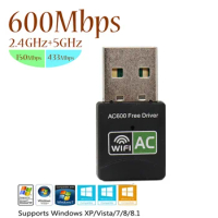 600Mbps USB WiFi Adapter USB Ethernet WiFi Dongle 5Ghz Lan USB Wi-Fi Adapter PC Antena Wi Fi Receiver AC Wireless Network Card