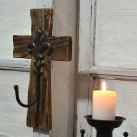 舊愛 美式法式十字架墻面掛鉤壁掛 歐式鐵藝飾品衣帽做舊裝飾掛鉤1入