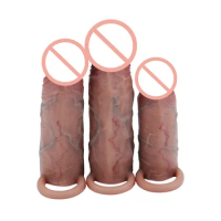 3 Size Realistic Condom for Men Reusable Silicone Penis Sleeve For Male Cock Extender Dildo Enhancer Enlargement Condom Sex Toys