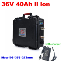 waterproof 36v 40ah lithium ion battery 18650 BMS li ion for 750w 1500w E-Bike scooter bicycle Tricycle boat EV +5A charger