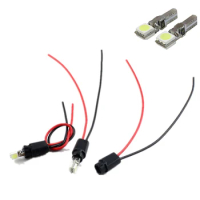 2pcs t5 bulb+2pcs car led lamp connector T5 bulb holder adaptor for led bulb auto t5 wedge base socket for led reading lamp
