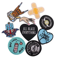 10Pcs Band Aid Bad Luck Babe Hand I Wish I Cared Butterfly Dream On Iron on Patches for Clothing Sticker Sew on Embroidery Patch
