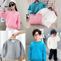 (6 Bulan - 8 Tahun) SWEATER ANAK COWOK CEWEK UNISEX BAHAN LEMBUT HALUS WARNA TOSCA PINK HITAM PUTIH 