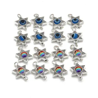 10PCS 13X21mm 2 Color Six Pointed Star Pendant Connector Evil Eye Spacer Bead Charms For DIY Bracelets Jewelry Handmade Making