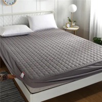 Thicken Quilted Mattress Cover King Queen Fitted Bed Sheet Anti-Bacteria Mattress Topper Air-Permeable Bed Cover