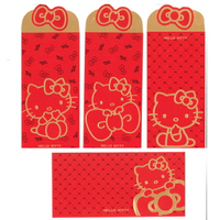 小禮堂 Hello Kitty 燙金直式中式紅包 燙金蝴蝶結  (4款隨機)