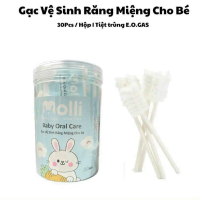 [HỘP 30 QUE] Rơ lưỡi tưa lưỡi tiệt trùng cho bé Molli Gạc lưỡi Molli, tưa lưỡi cotton cho bé