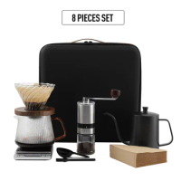 portable Coffee Set Drip Pour Over Coffee Accessories Barista Tools Dripper Glass Filter Kettle Manual Grinder Coffeeware Sets