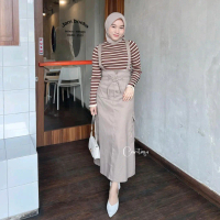 Cantiqu - Overall Katun Twill Najma Jumpsuit Wanita Rok Cargo Dewasa Panjang Setelan