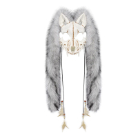 Halloween Carnival Fashion Animal Mask Viking Fox Mask with Faux Fur Headwear Costume COS Werewolf M